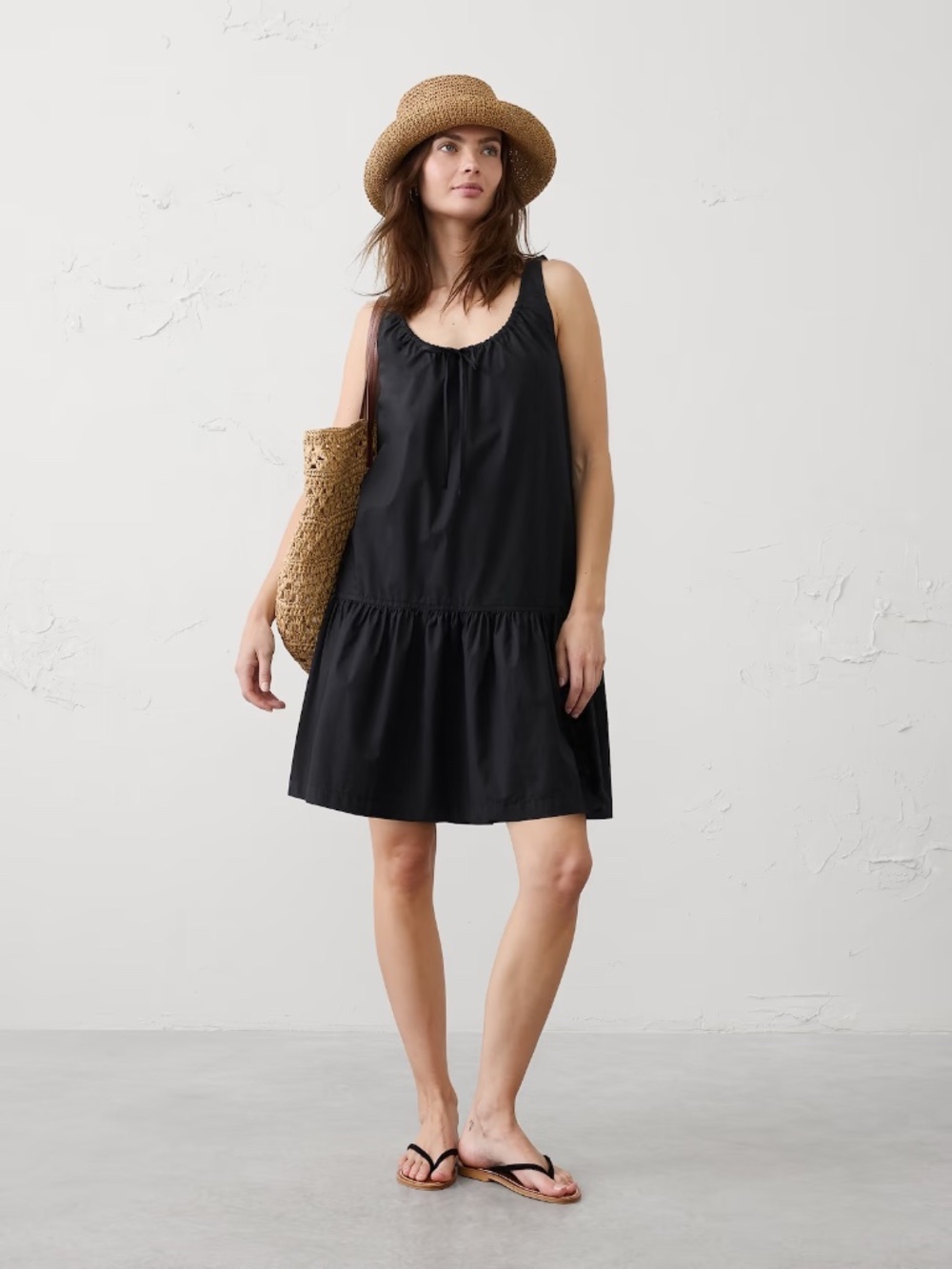 POPLIN TIERED ABOVE-KNEE DRESS
